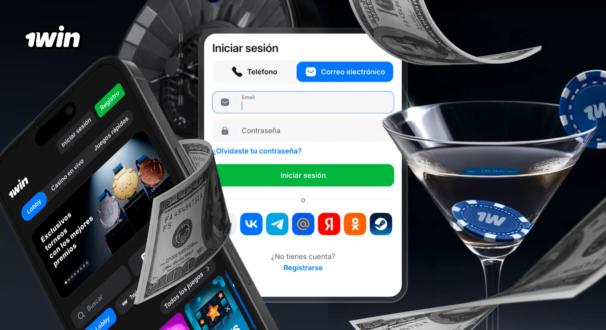 Login en app 1win móvil